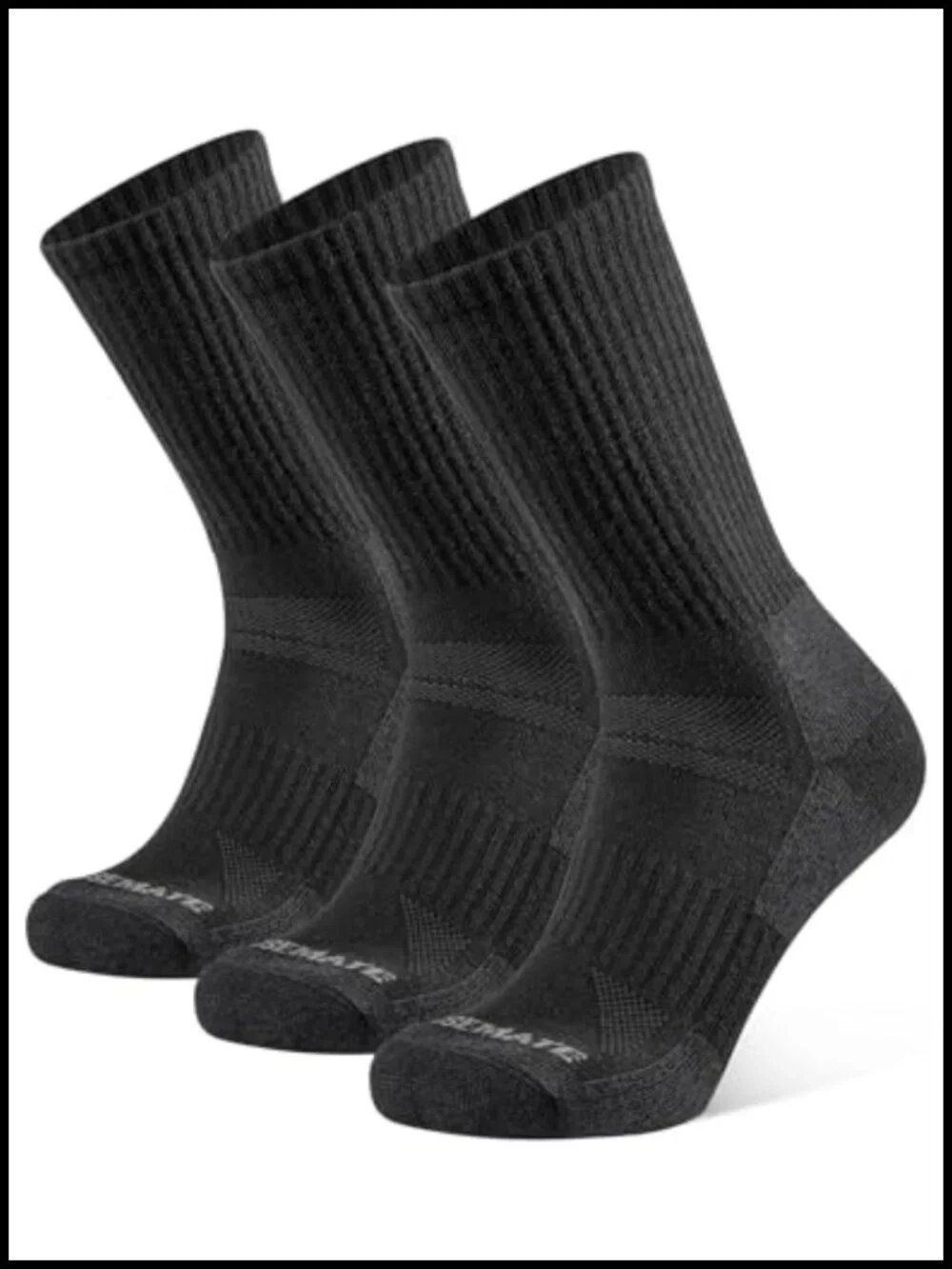 Men's Merino Wool Thermal Crew Socks 3-Pack Cushioned Arch Support Hiking